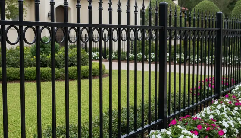 Ornamental black metal fence installation by Chop Chop Landscaping in Lakeland, FL