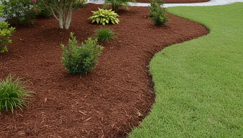 Fresh mulch installation with clean edges and even coverage by Chop Chop Landscaping in Lakeland, FL