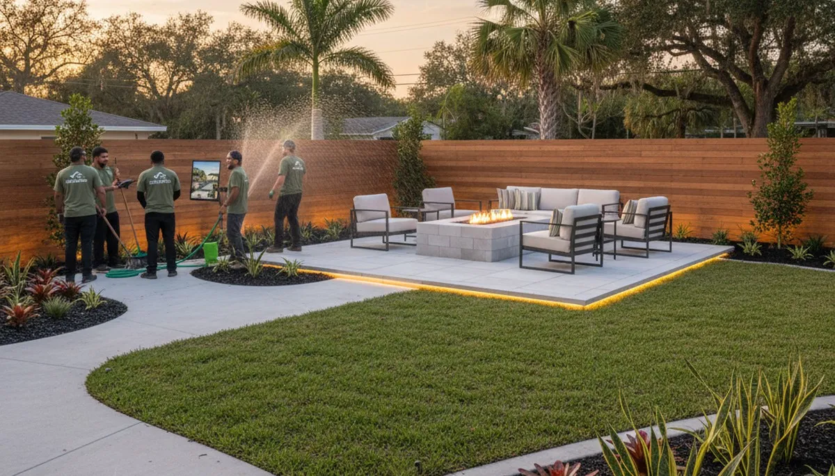 Landscape service team in Lakeland, FL providing professional lawn care and landscaping