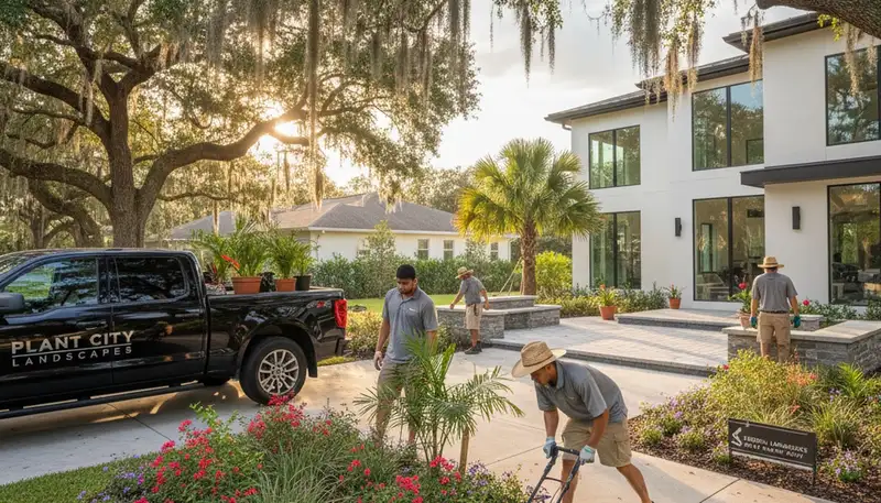 Landscaping team serving Lakeland, FL with professional lawn care and yard maintenance