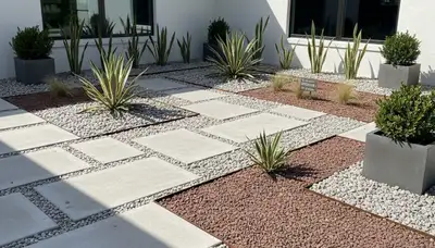 Modern minimalist pea gravel landscape design in Lakeland, FL by Chop Chop Landscaping