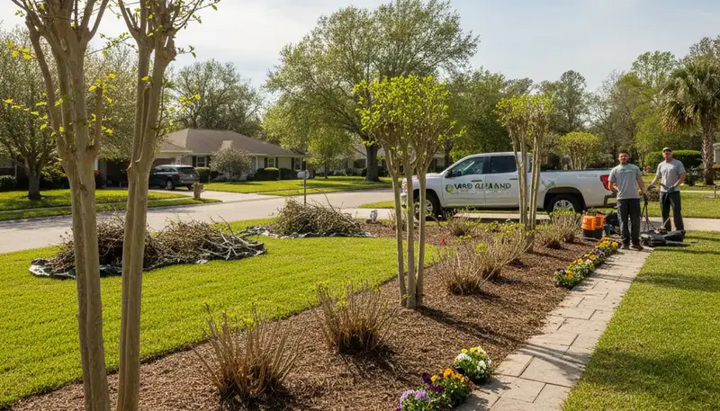 Professional yard clean up and spring landscape preparation in Lakeland, FL by Chop Chop Landscaping