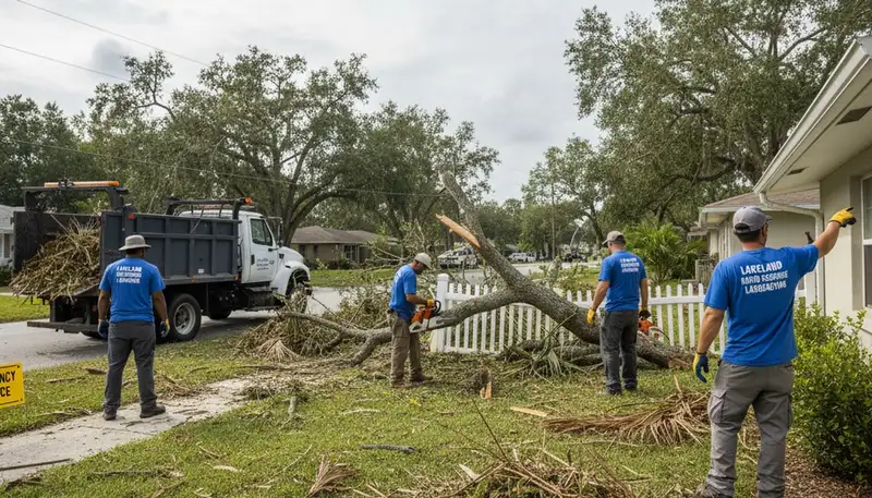 Storm debris cleanup and fallen branch removal by Chop Chop Landscaping in Lakeland, FL